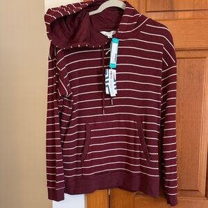 Market & Spruce Maroon Striped Hoodie STITCH FIX QUALITY